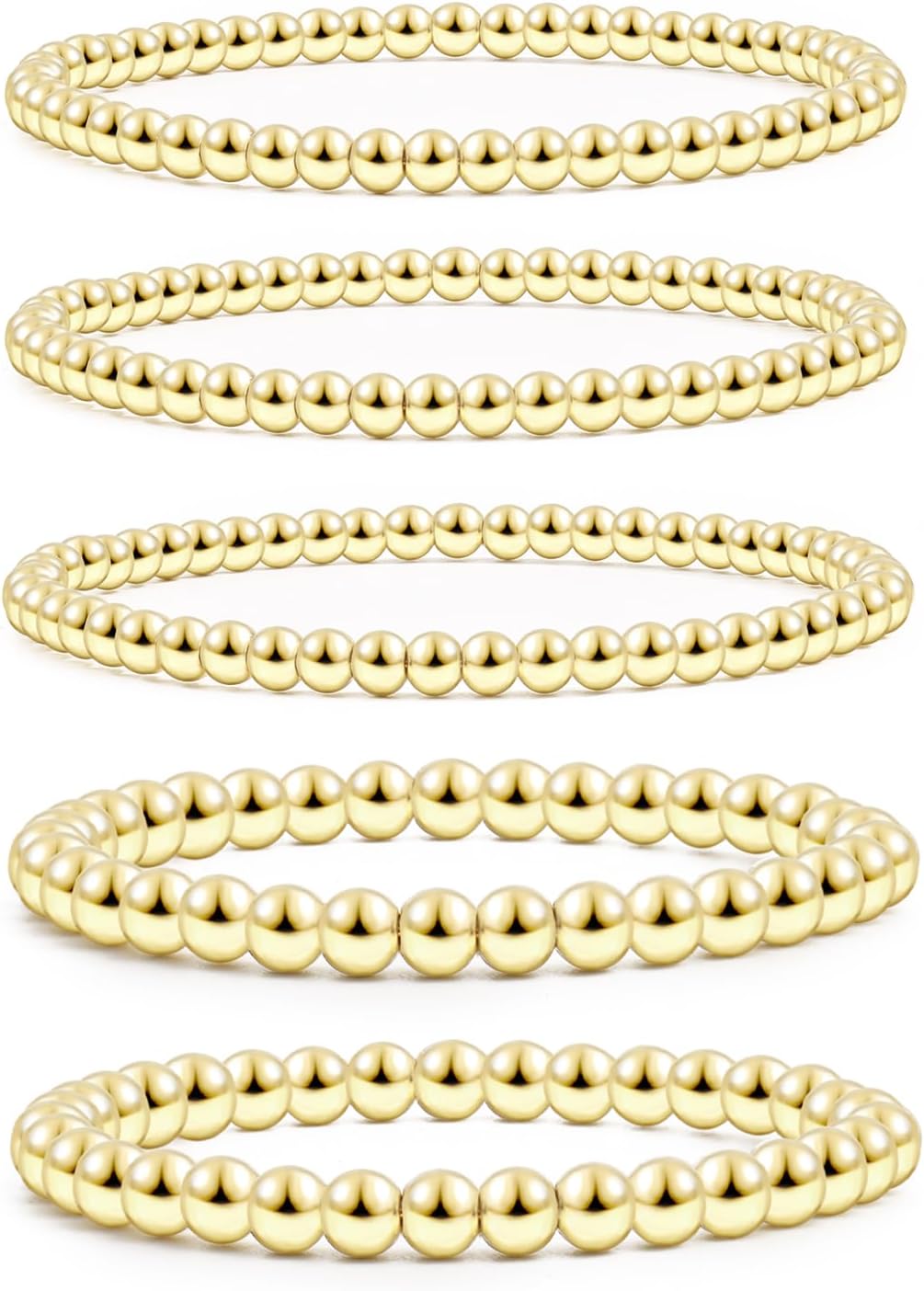 A Golden Cloud Gold Beaded Bracelets For Women Bead Ball Stackable Sets Stretch Elastic Bracelet 14K Plated Bracelet Dainty Jewelry