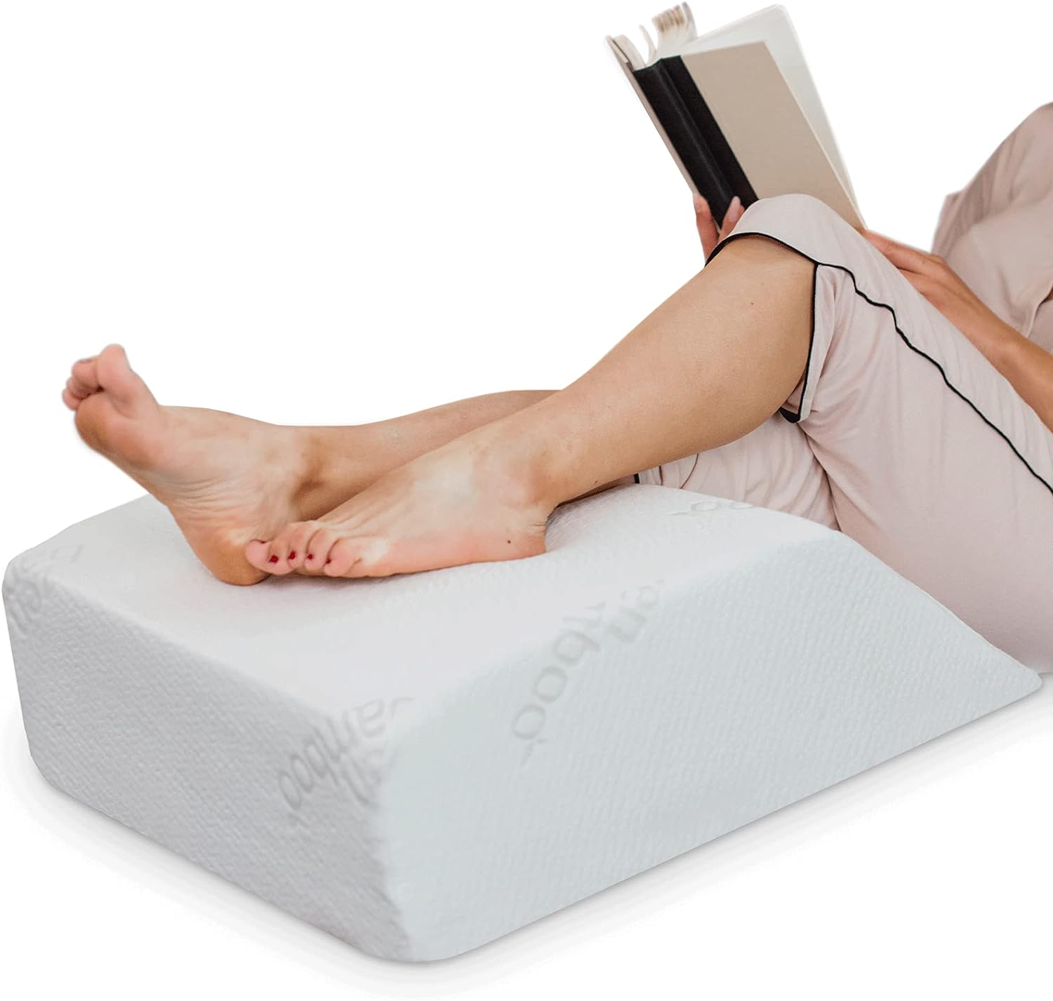 Zen Bamboo Wedge Pillows for Sleeping - Luxury Foam Leg Elevation Pillow for Leg & Back Discomfort w/Removable Cover