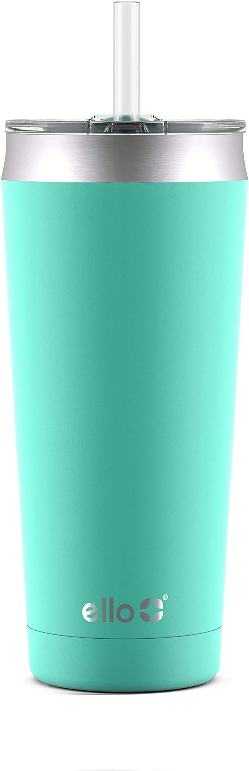 Ello Beacon Vacuum Insulated Stainless Steel Tumbler with Slider Lid and Optional Straw