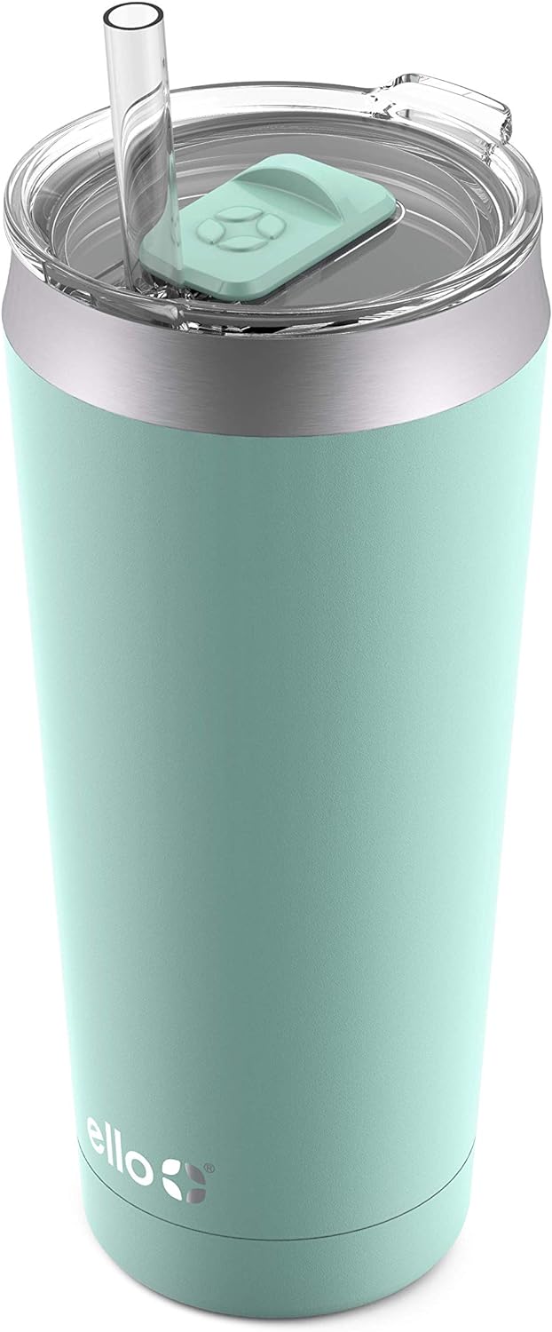 Ello Beacon Vacuum Insulated Stainless Steel Tumbler with Slider Lid and Optional Straw