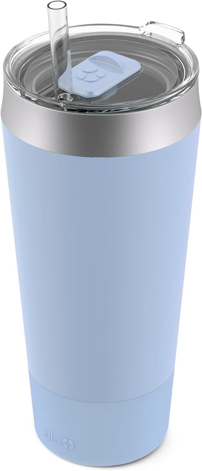 Ello Beacon Vacuum Insulated Stainless Steel Tumbler with Slider Lid and Optional Straw