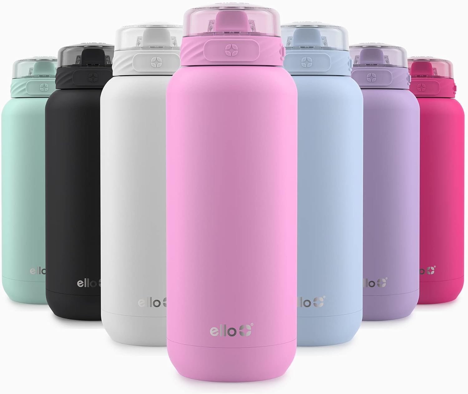 Ello Cooper Stainless Steel Water Bottle with Straw and Carry Handle, Double Walled and Vacuum Insulated Metal, Leak Proof Locking Lid with Soft Silicone Spout, Reusable, BPA Free, 22oz, 32oz, 40oz