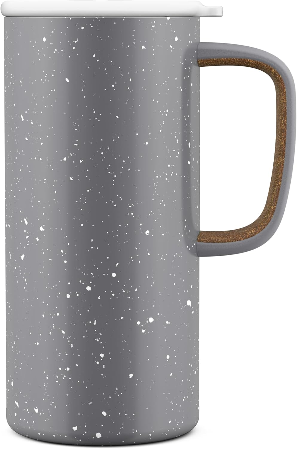 Ello Campy Vacuum Insulated Travel Mug with Leak-Proof Slider Lid and Comfy Carry Handle, Perfect for Coffee or Tea, BPA Free, Grey, 18oz