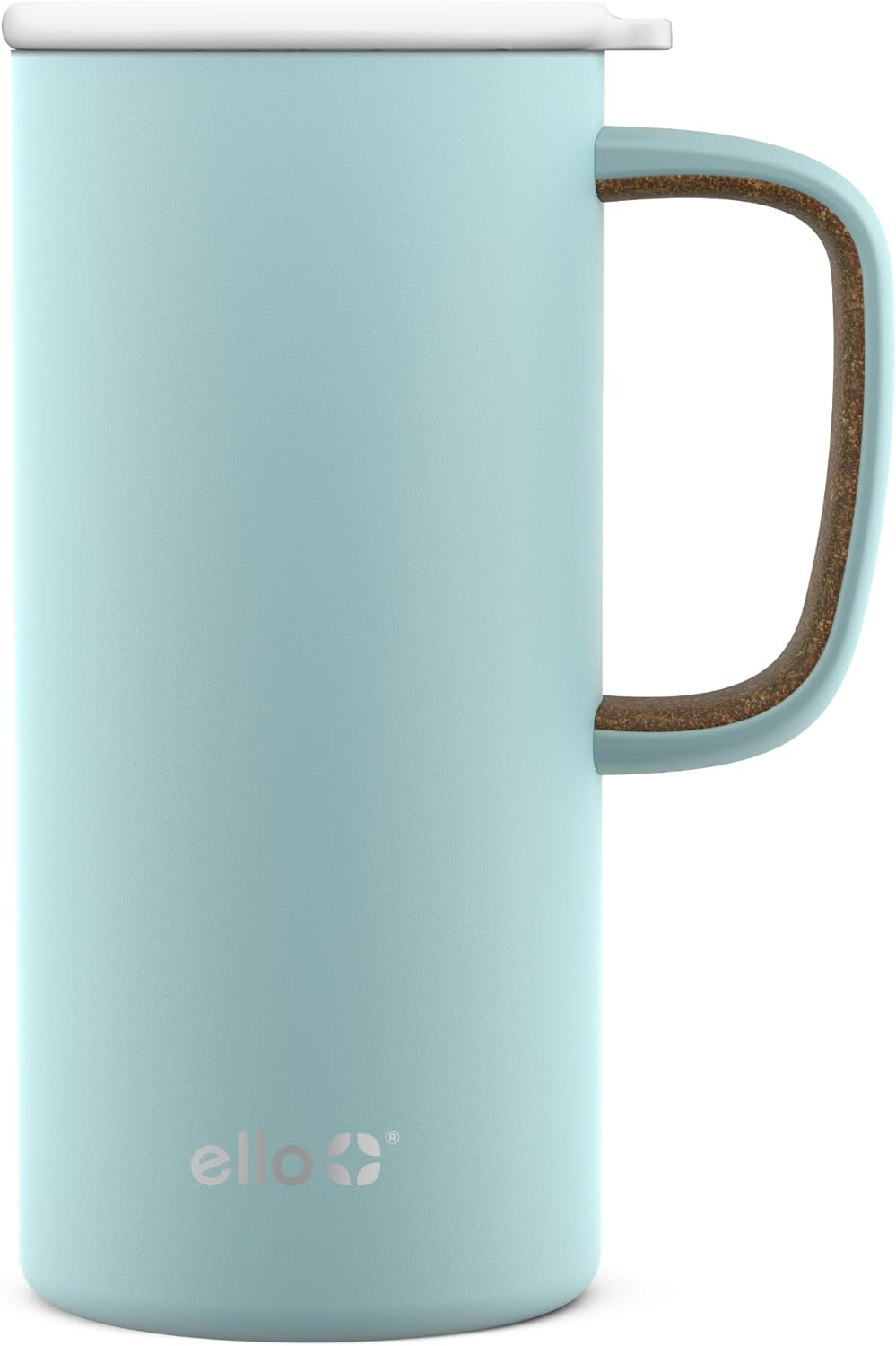 Ello Campy Vacuum Insulated Travel Mug with Leak-Proof Slider Lid and Comfy Carry Handle, Perfect for Coffee or Tea, BPA Free, Frost, 18oz