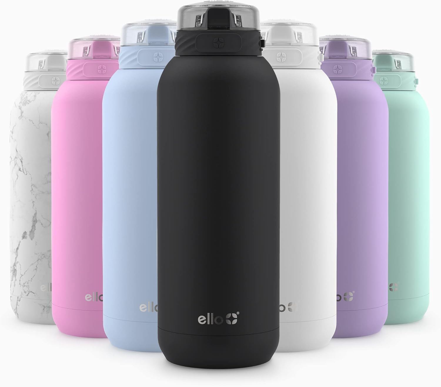 Ello Cooper Stainless Steel Water Bottle with Straw and Carry Handle, Double Walled and Vacuum Insulated Metal, Leak Proof Locking Lid with Soft Silicone Spout, Reusable, BPA Free, 22oz, 32oz, 40oz