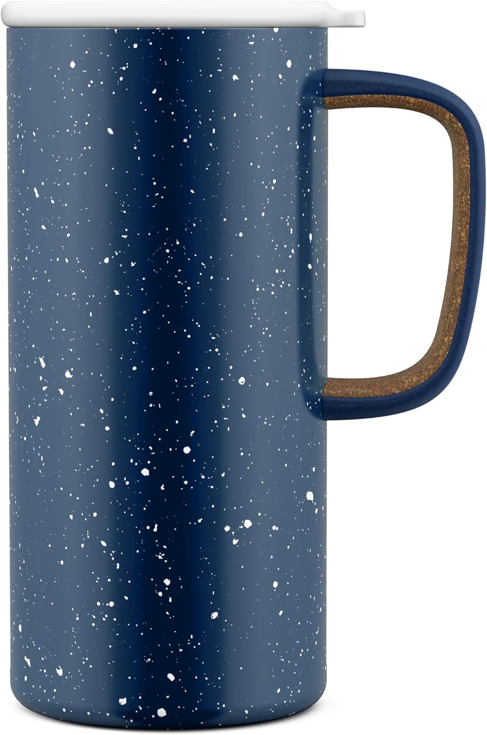 Ello Campy Vacuum Insulated Travel Mug with Leak-Proof Slider Lid and Comfy Carry Handle, Perfect for Coffee or Tea, BPA Free, Xavier Navy, 18oz