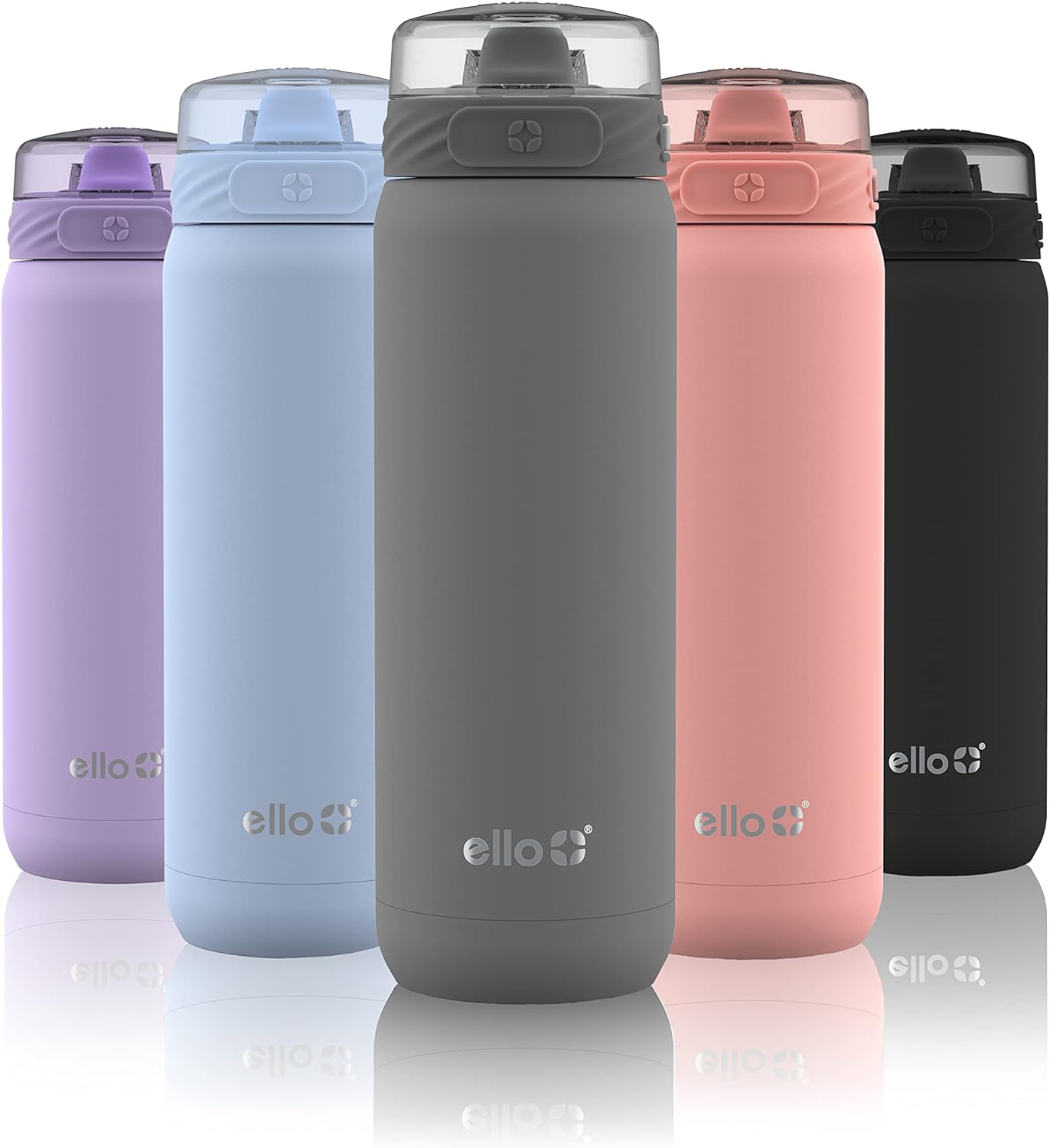 Ello Cooper Stainless Steel Water Bottle with Straw and Carry Handle, Double Walled and Vacuum Insulated Metal, Leak Proof Locking Lid with Soft Silicone Spout, Reusable, BPA Free, 22oz, 32oz, 40oz