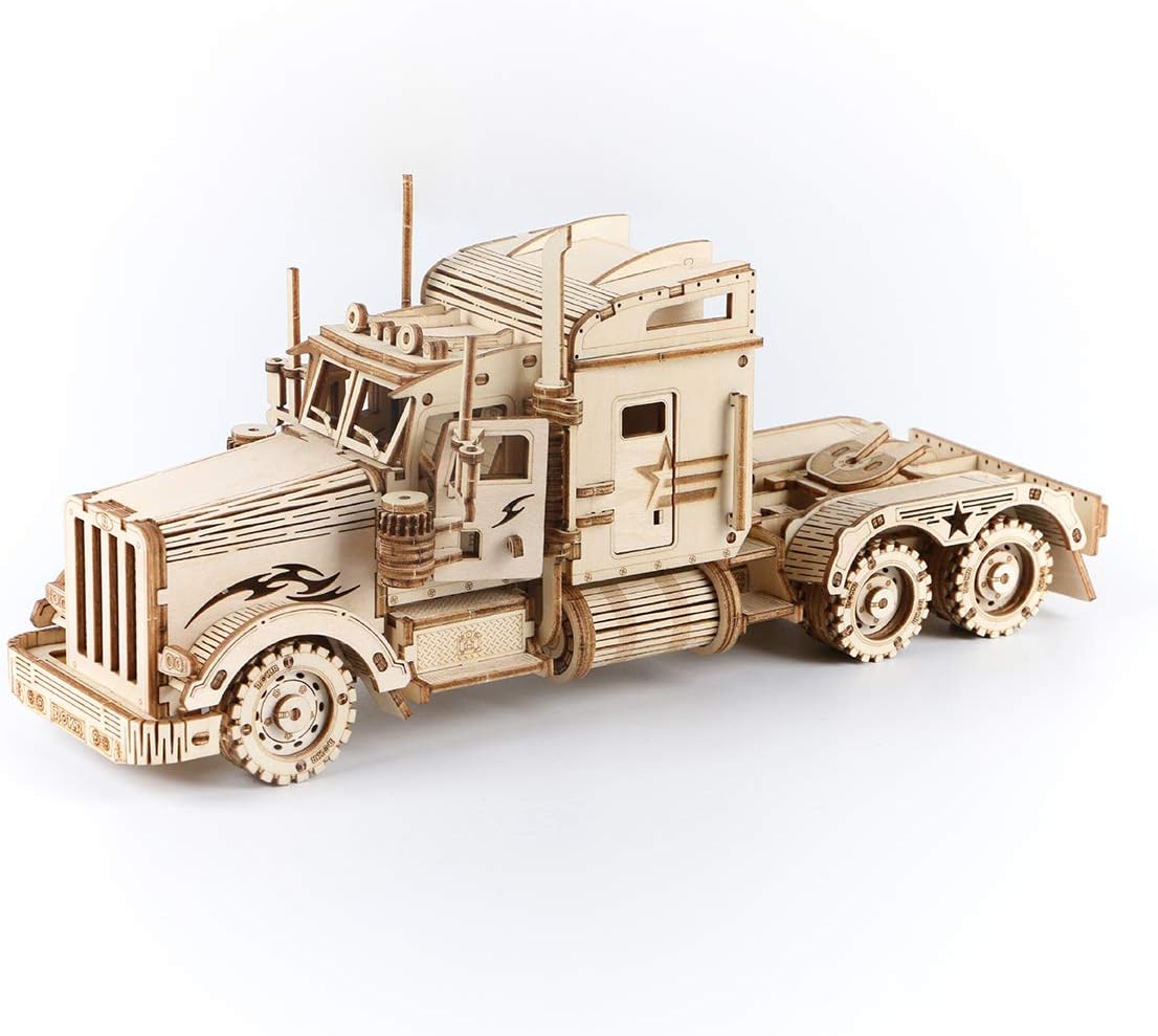 ROKR 3D Wooden Puzzle-Mechanical Car Model-Self Building Vehicle Kits-Brain Teaser Toys-Best Gift for Adults and Kids on Birthday/Christmas Day (Heavy Truck)