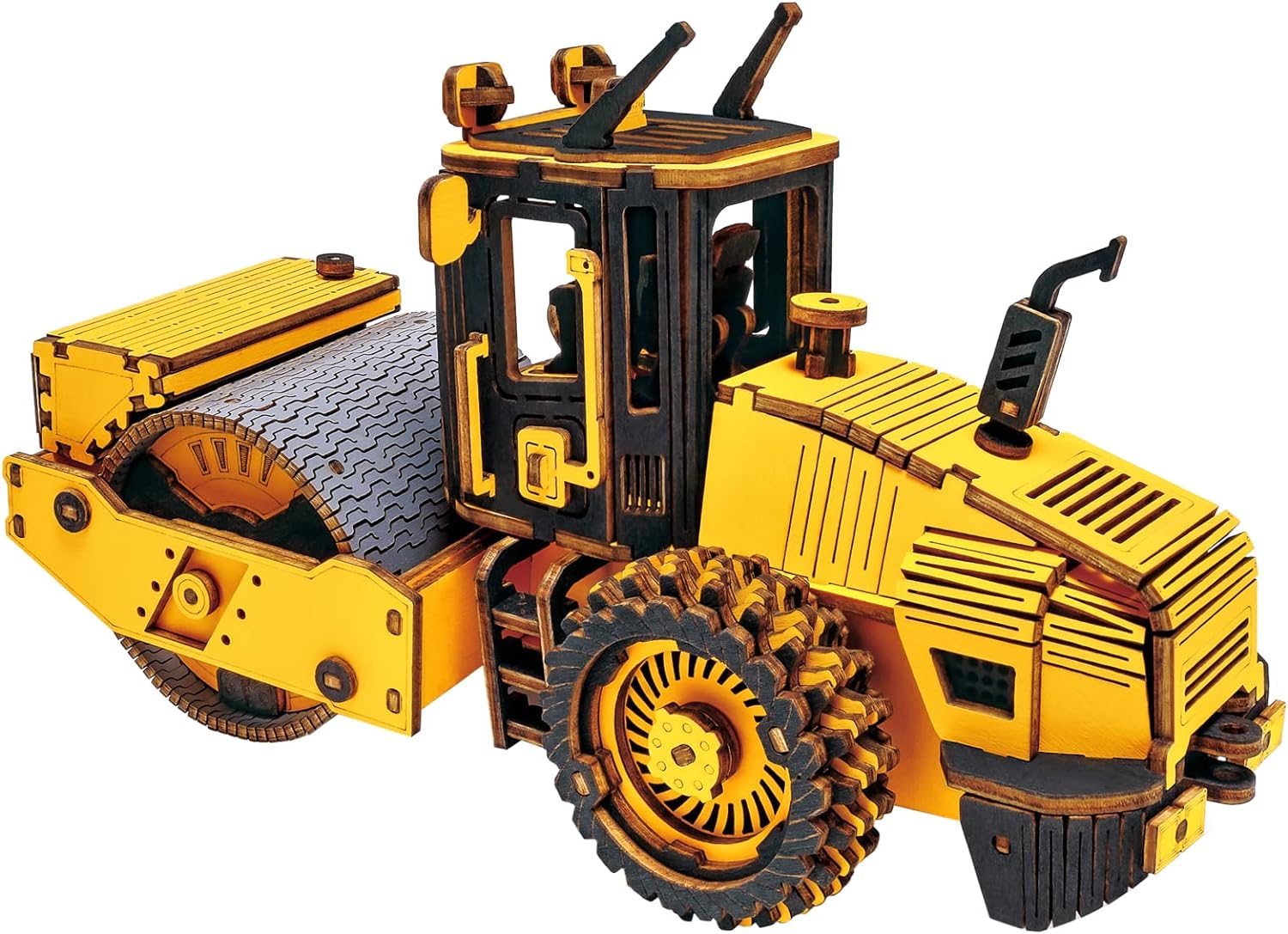 ROKR 3D Puzzles Wooden Construction Trucks Toy - Wood Craft Model Car Kits Movable Vehicle Toys for Kids Age 12  Collectibles Unique Gift for Boys/Girls/Dad/Mom(Road Roller)