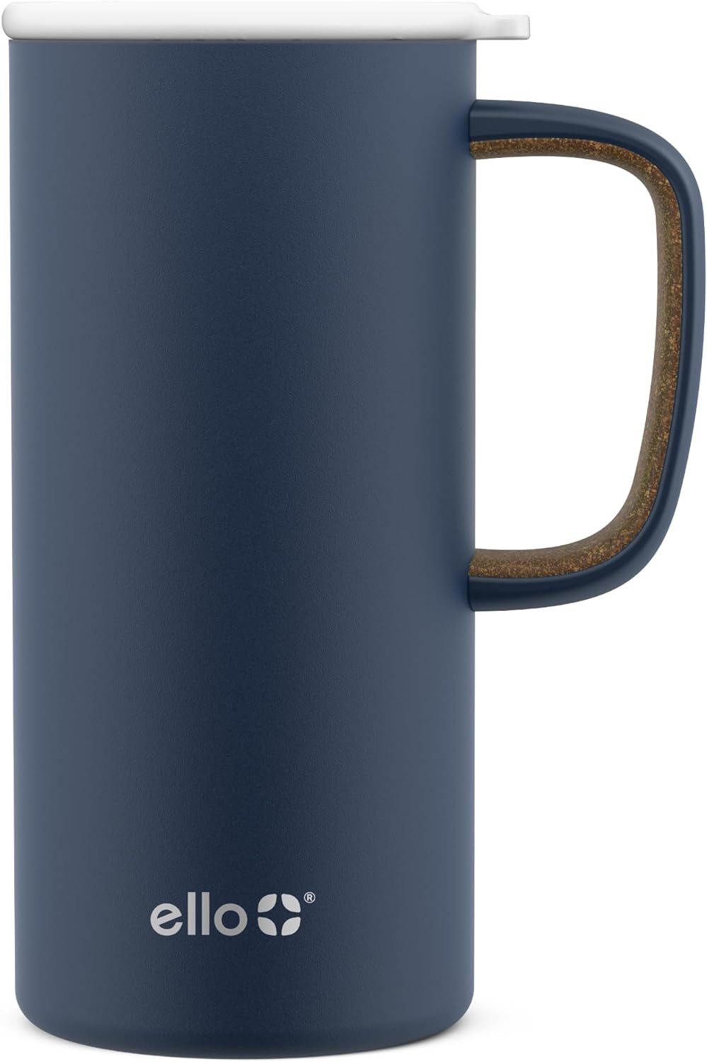 Ello Campy Vacuum Insulated Travel Mug with Leak-Proof Slider Lid and Comfy Carry Handle, Perfect for Coffee or Tea, BPA Free, Matte Navy, 18oz