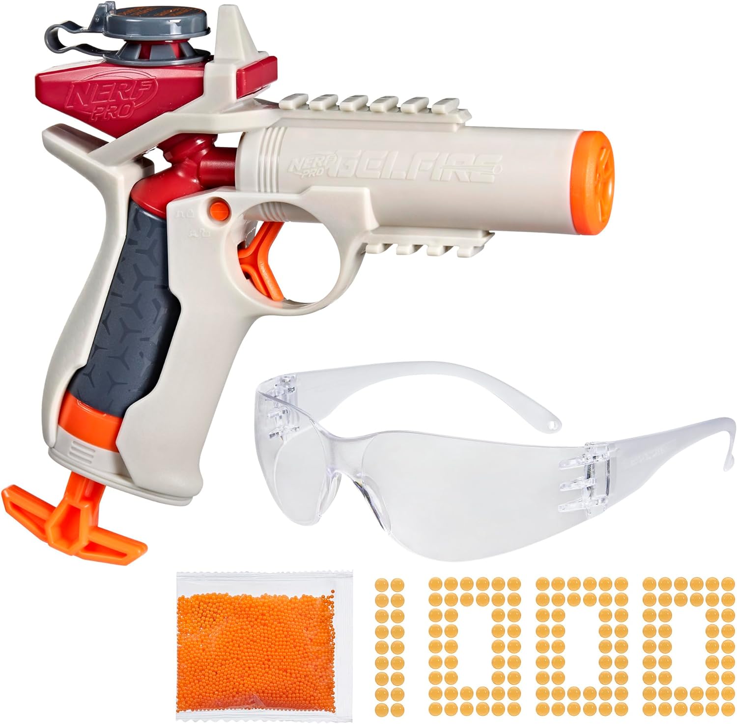 Nerf Pro Gelfire Ignitor Blaster, 1000 Gelfire Rounds, 60 Round Capacity, T-Pull Priming, Up to 150 FPS, Eyewear, Gifts for Teens Ages 14 