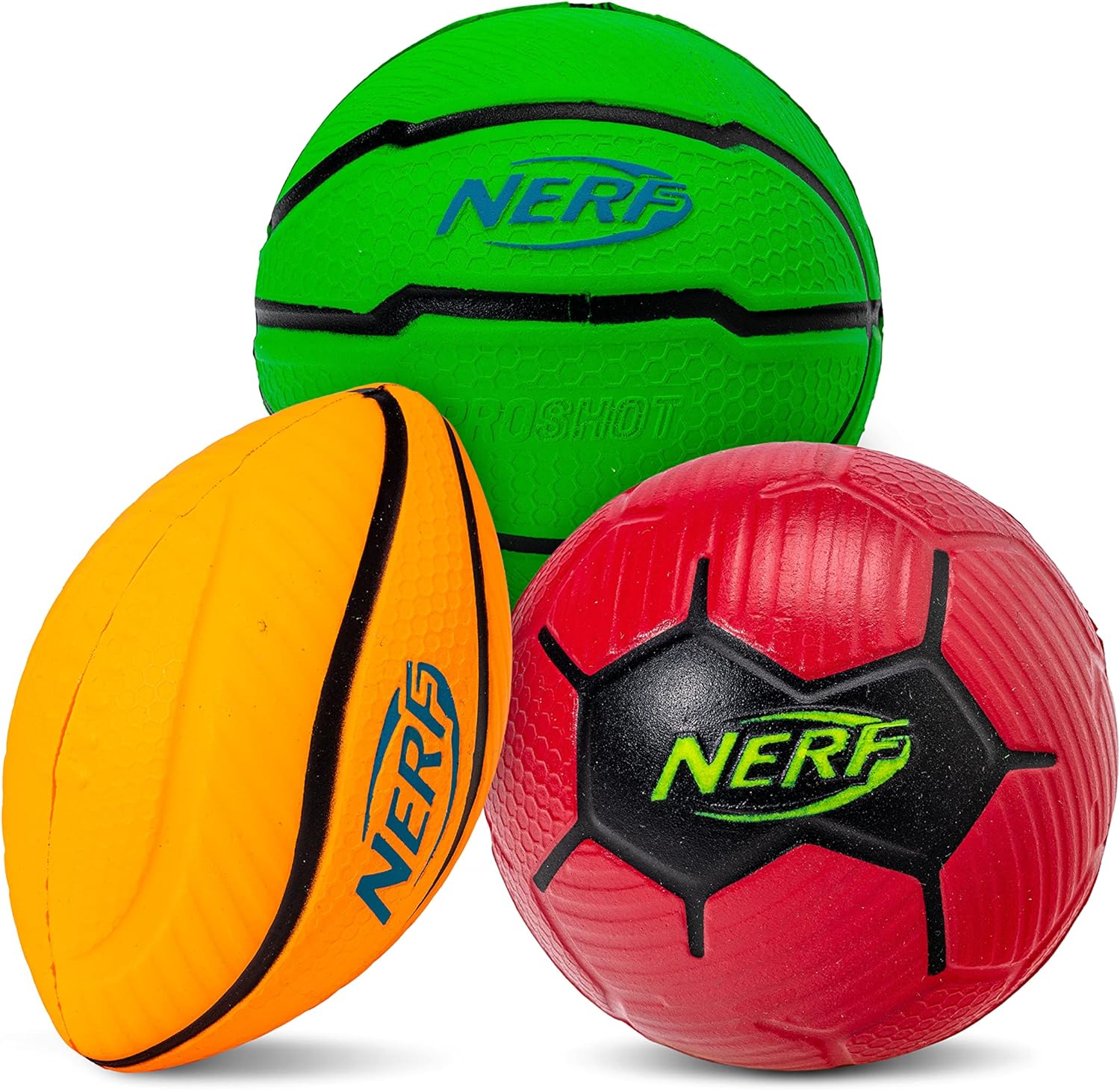 NERF Micro Foam Sports Ball Set - Kids Foam Micro Football, Soccer Ball   Basketball Set Soft Stress Relief Foam Sports Set for Kids - Multicolor