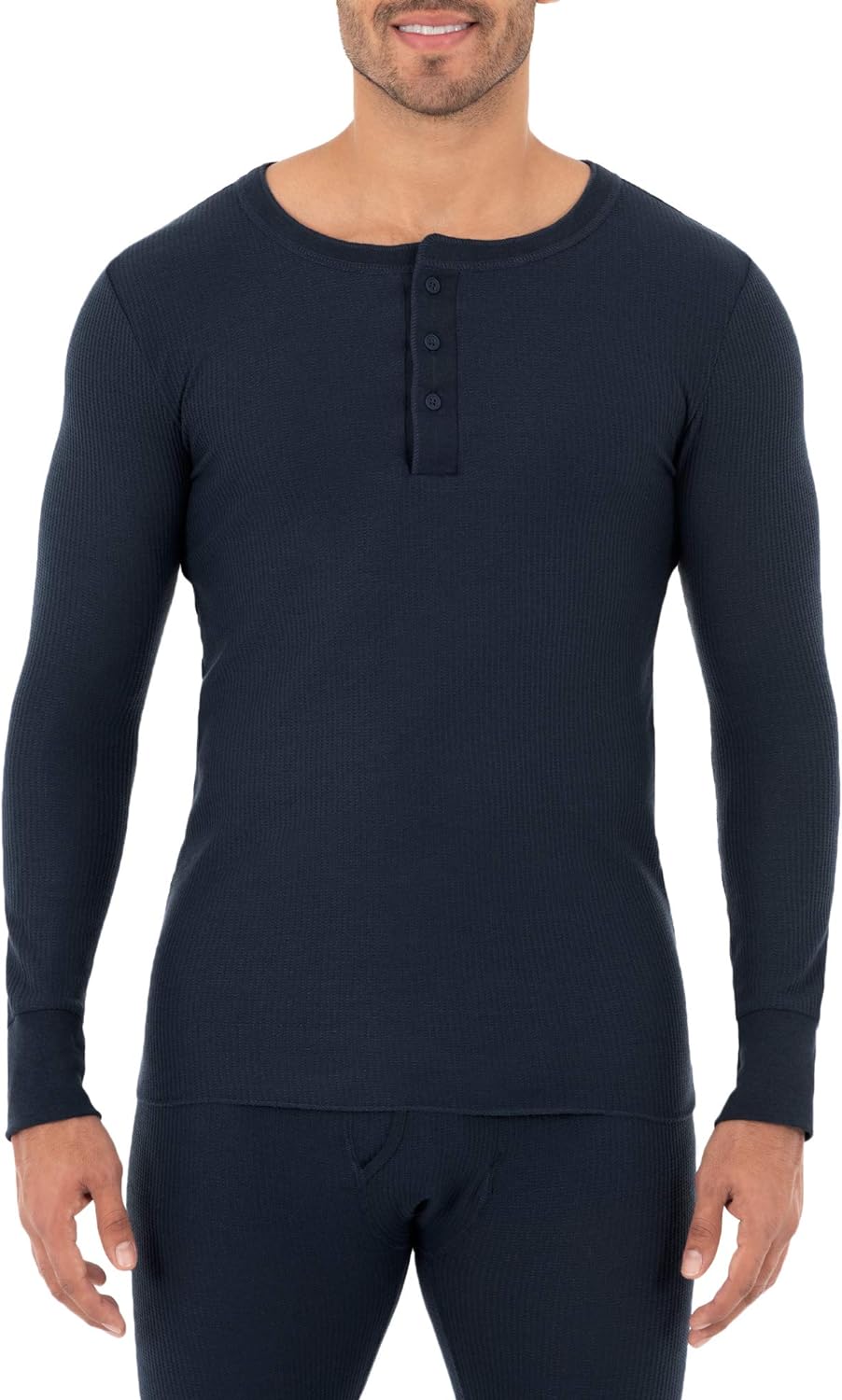 Fruit of the Loom Men' Classic Midweight Waffle Thermal Henley Top