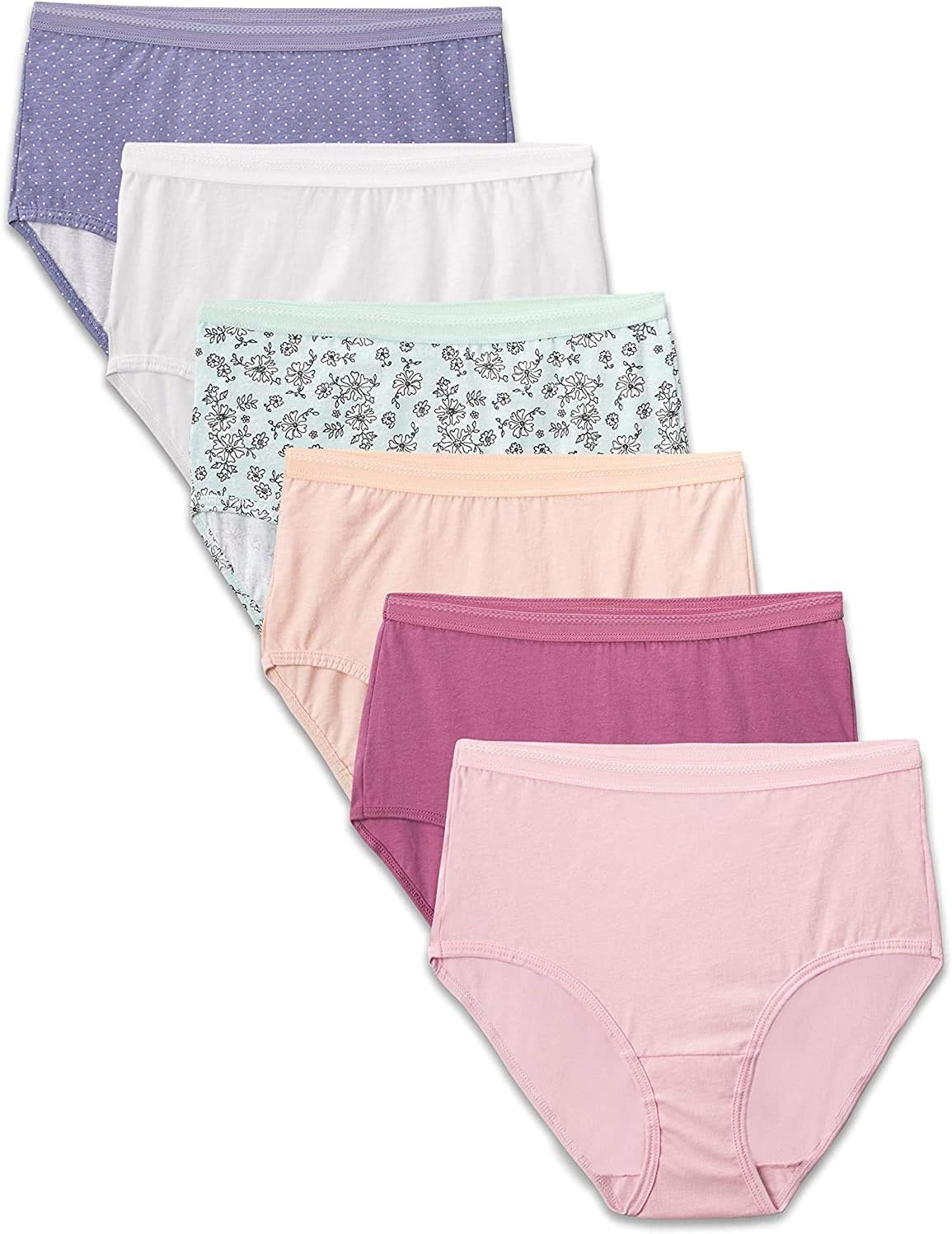 Fruit of the Loom Women' Eversoft Cotton Brief Underwear, Tag Free & Breathable, Available in Plus Size