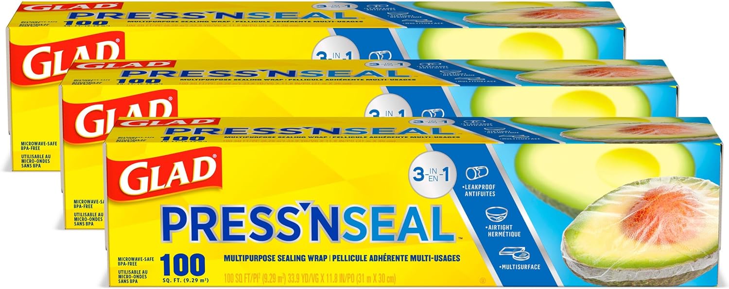 Glad Press'n Seal Plastic Food Wrap - 100 Square Foot Roll ( 3 count )