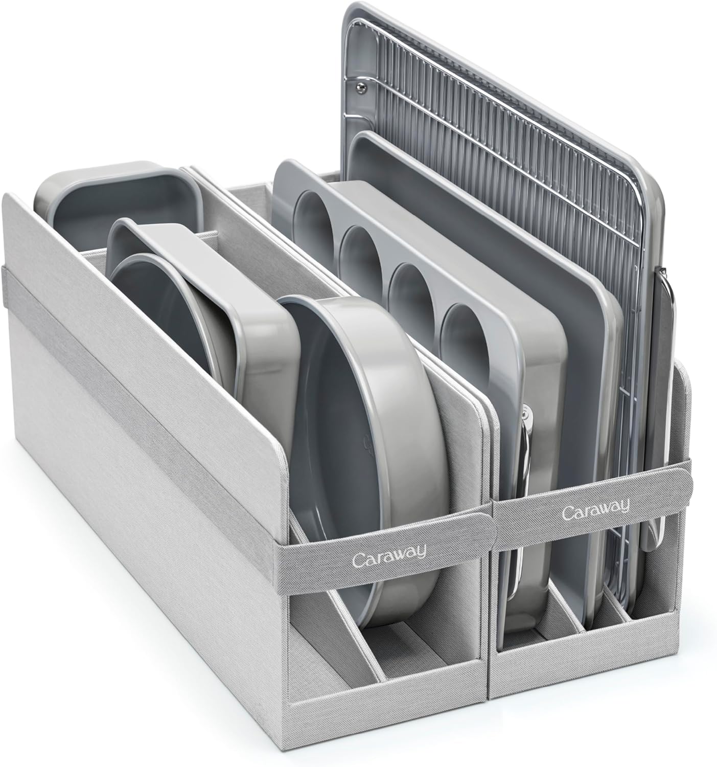 Caraway Nonstick Ceramic Bakeware Set (11 Pieces) - Baking Sheets, Assorted Baking Pans, Cooling Rack, & Storage - Aluminized Steel Body - Non Toxic, PTFE & PFOA Free - Gray