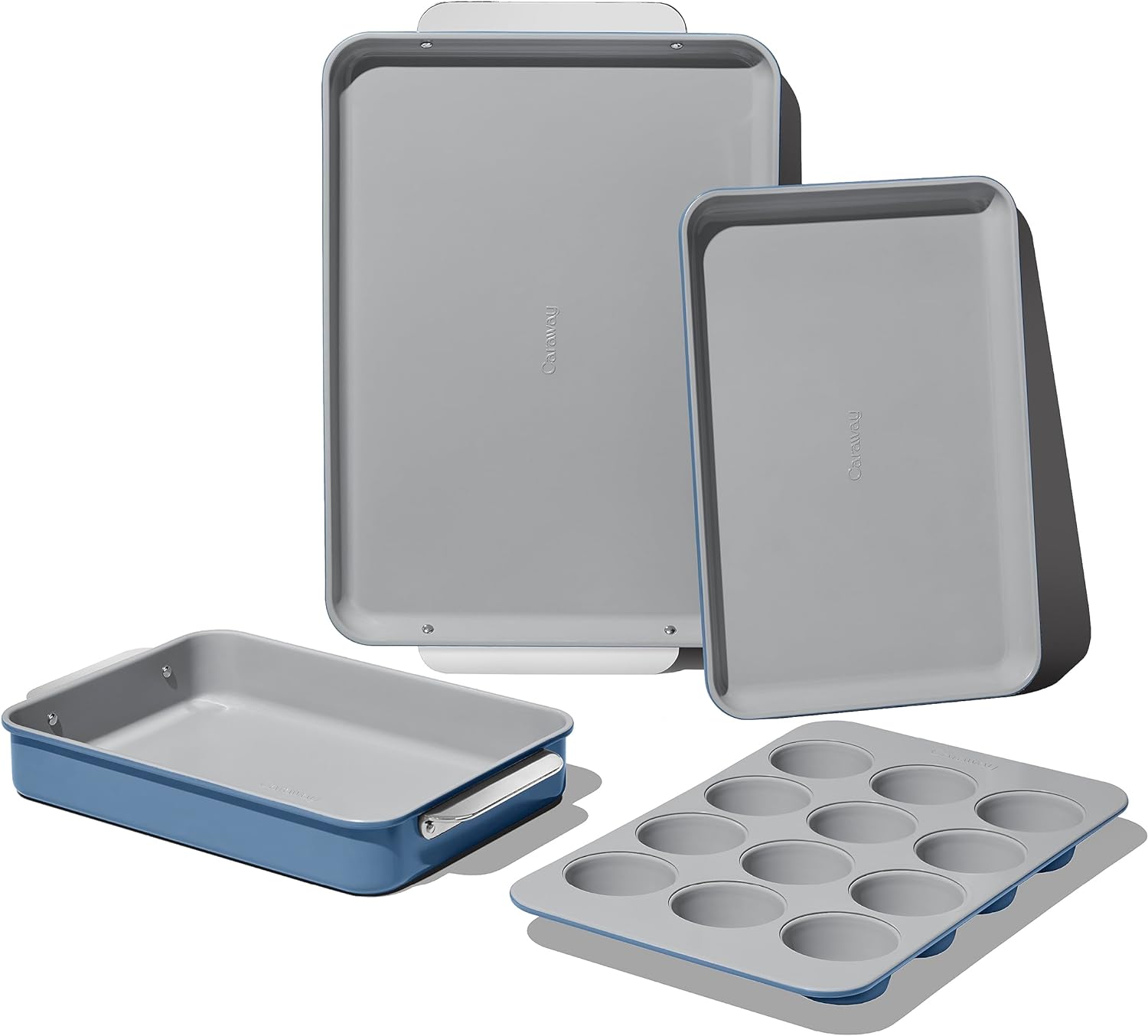 Caraway Nonstick Ceramic Bakeware Set (5 Pieces) - Baking Sheets, Assorted Baking Pans, Cooling Rack, & Storage - Aluminized Steel Body - Non Toxic, PTFE & PFOA Free - Slate