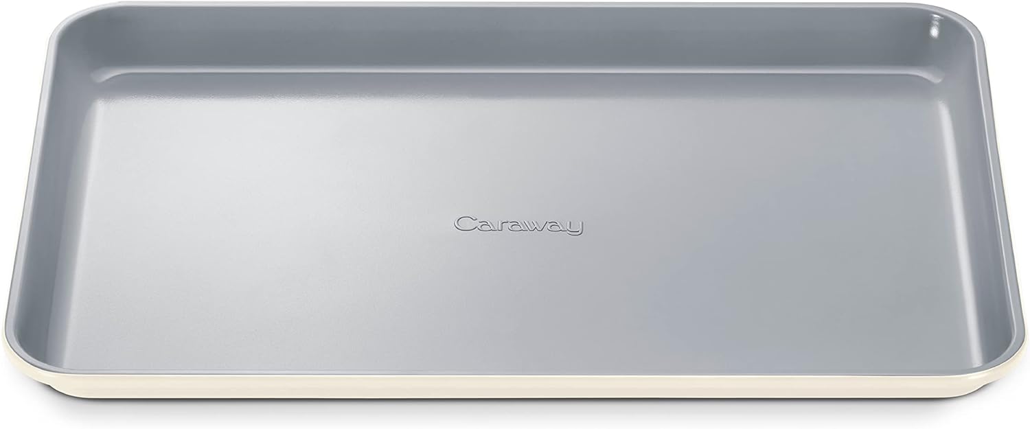 Caraway Non-Stick Ceramic Baking Sheet - Naturally Slick Ceramic Coating - Non-Toxic, PTFE & PFOA Free - Perfect for Baking, Roasting, and More - Medium - Cream