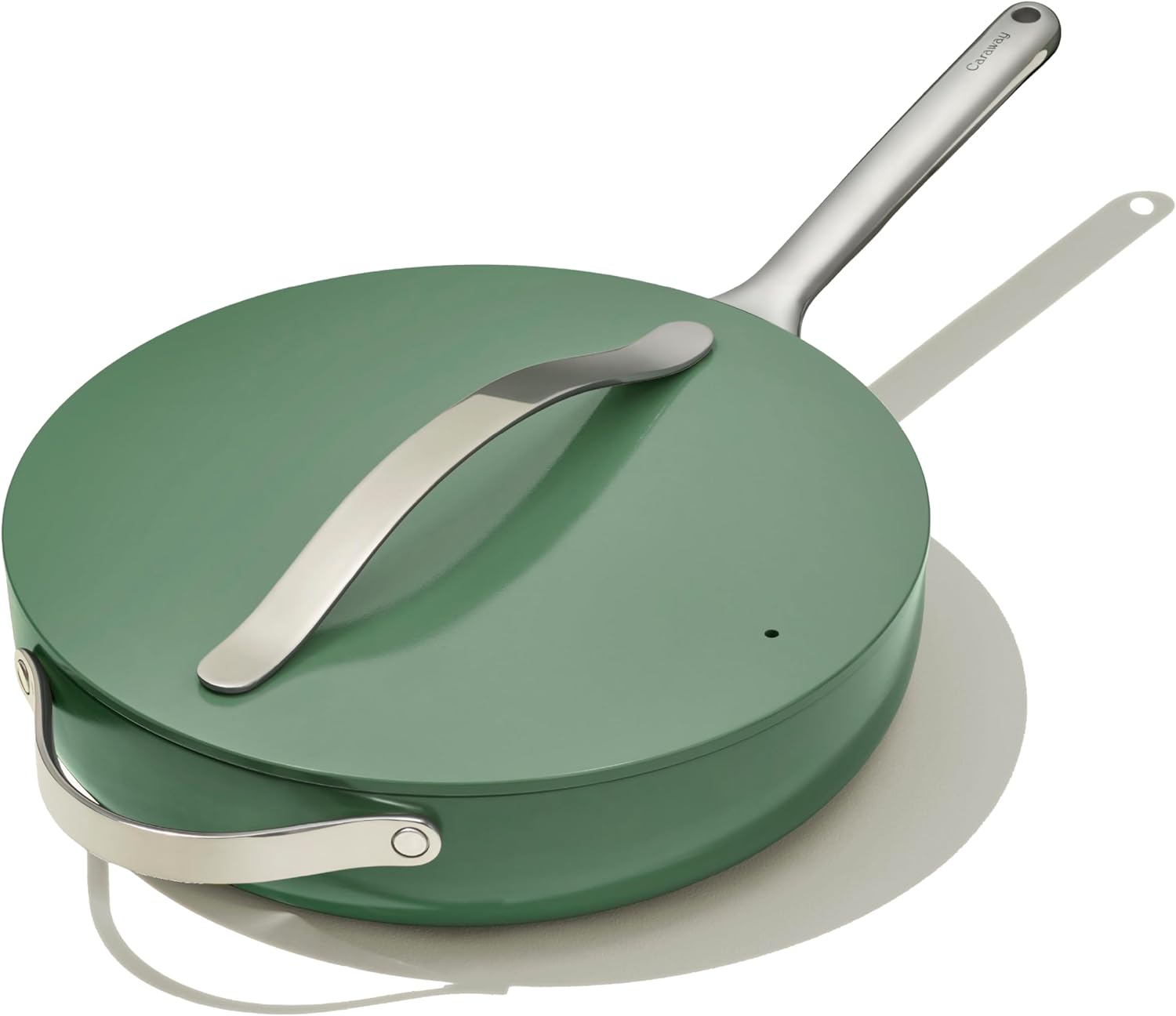 Caraway Nonstick Ceramic Saut Pan with Lid (4.5 qt, 11.8) - Non Toxic, PTFE & PFOA Free - Oven Safe & Compatible with All Stovetops (Gas, Electric & Induction) - Sage