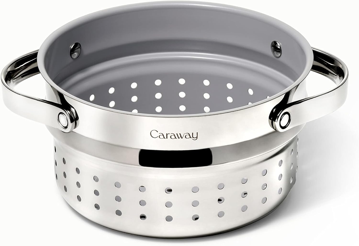 Caraway Steamer - Stainless Steel Steamer with Handles - Non Stick, Non Toxic Coating - Steam Veggies, Seafood, and More - Compatible With Our Dutch Oven or Sauce Pan - Small