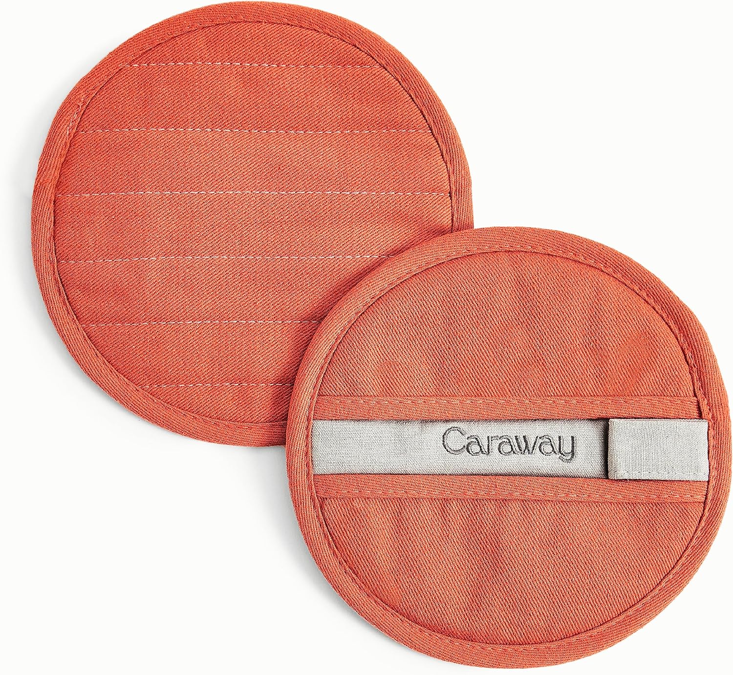 Caraway Pot Holders - 100% Organic Cotton Pot Holder - Double-Layer Stain Resistant Stitching - Resists High Heat & Low Cold Temperatures - Machine Washable - Perracotta