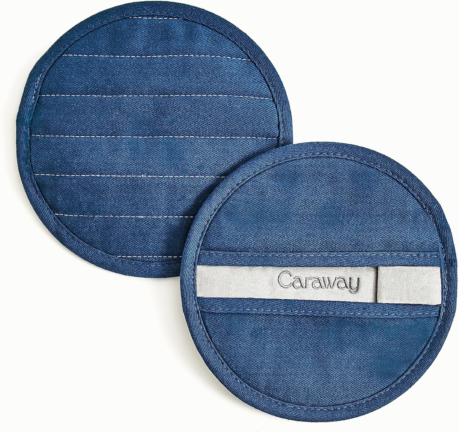 Caraway Pot Holders - 100% Organic Cotton Pot Holder - Double-Layer Stain Resistant Stitching - Resists High Heat & Low Cold Temperatures - Machine Washable - Navy