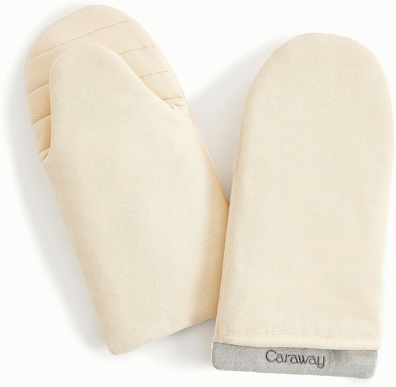 Caraway Oven Mitts - 100% Organic Cotton Oven Mitt - Double-Layer & Stain-Resistant Stitching - Safe Handling of Hot Kitchenware - Set of 2 - Cream