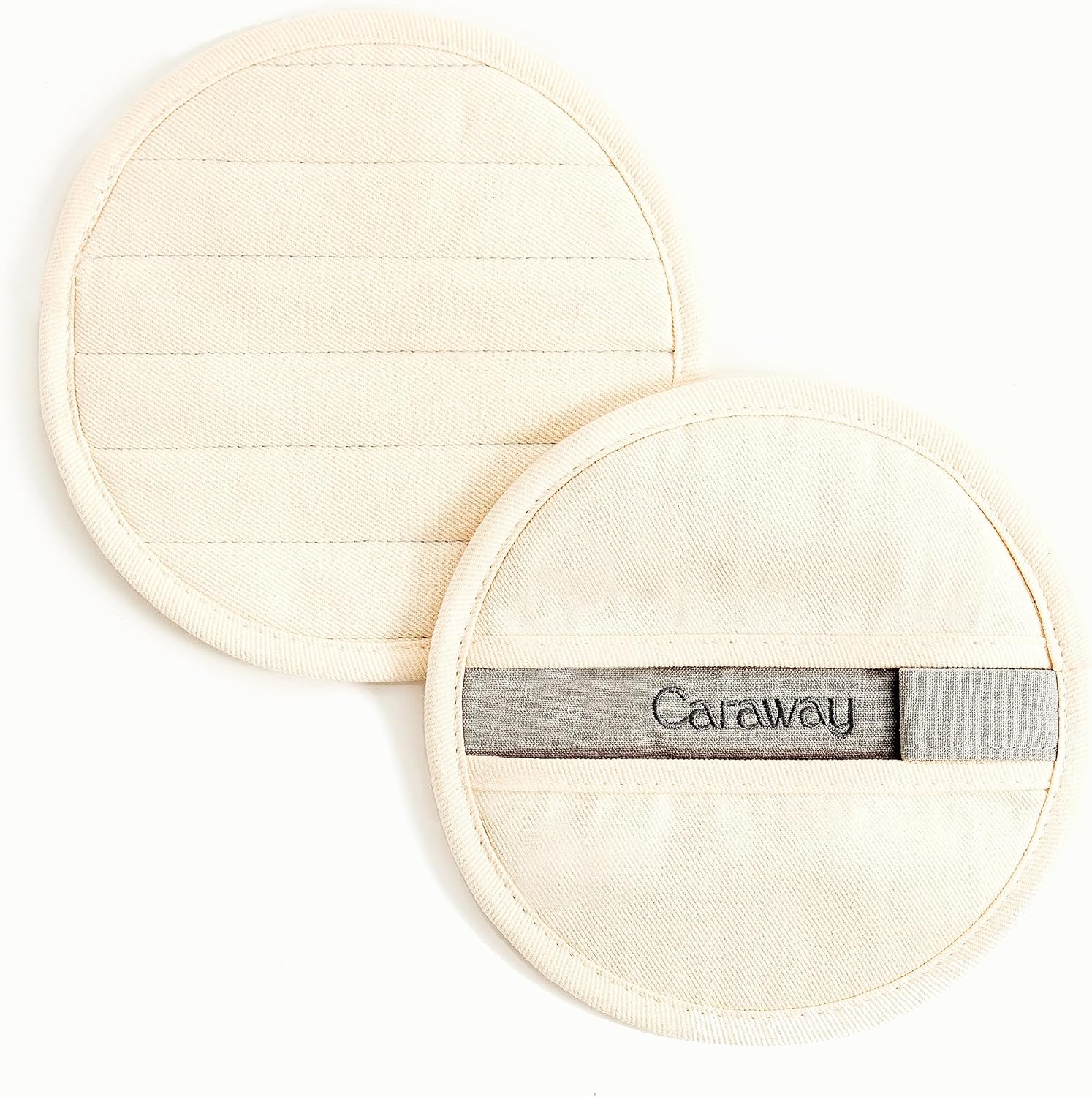 Caraway Pot Holders - 100% Organic Cotton Pot Holder - Double-Layer Stain Resistant Stitching - Resists High Heat & Low Cold Temperatures - Machine Washable - Cream