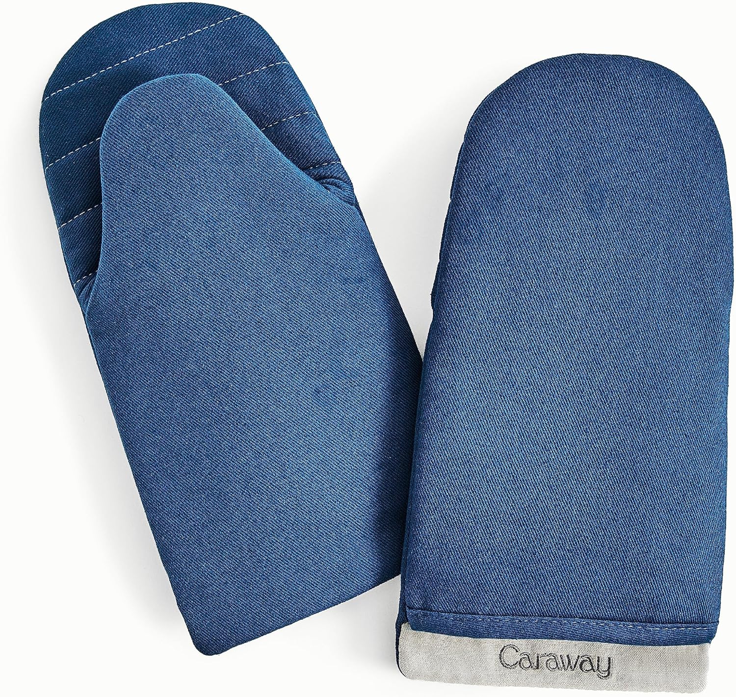 Caraway Oven Mitts - 100% Organic Cotton Oven Mitt - Double-Layer & Stain-Resistant Stitching - Safe Handling of Hot Kitchenware - Set of 2 - Navy