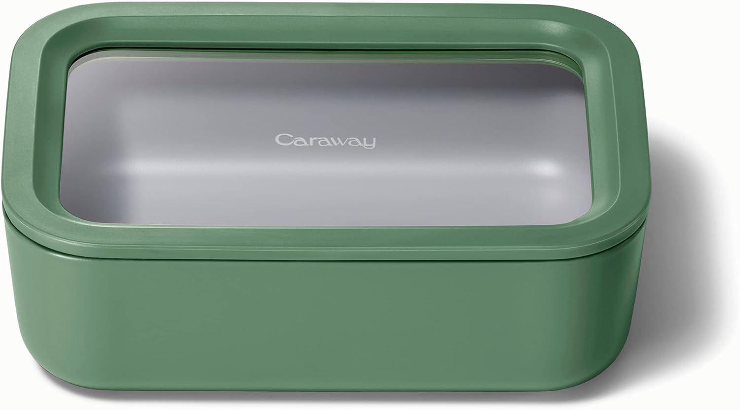 Caraway Glass Food Storage, 6.6 Cup Glass Container,Ceramic Coated Food Container,Easy to Store, Non Toxic, Non Stick Lunch Box Container with Glass Lids. Dishwasher, Oven,Square Shape,Sage