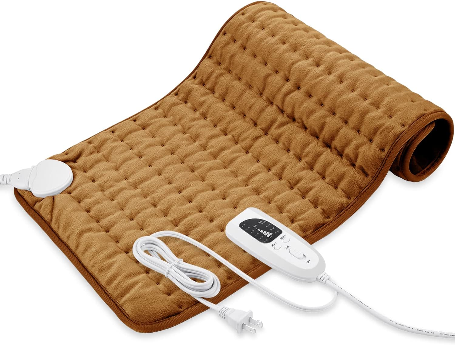 Heating Pad - Electric Heating Pads - Hot Heated Pad for Back Pain Muscle Pain Relieve - Dry & Moist Heat Option - Auto Shut Off Function (Brown, 12''24'')