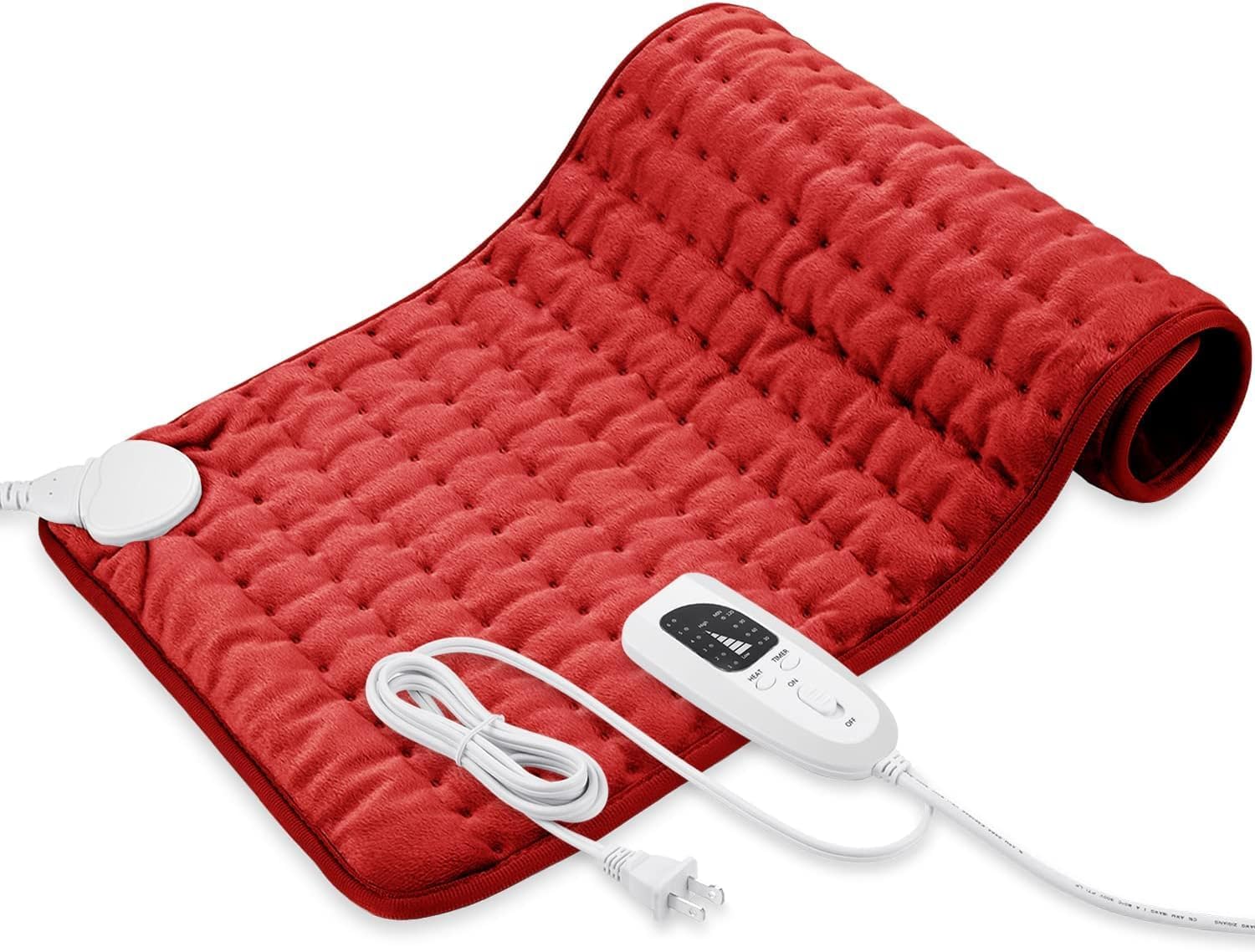 Heating Pad - Electric Heating Pads - Hot Heated Pad for Back Pain Muscle Pain Relieve - Dry & Moist Heat Option - Auto Shut Off Function (Red, 12''24'')