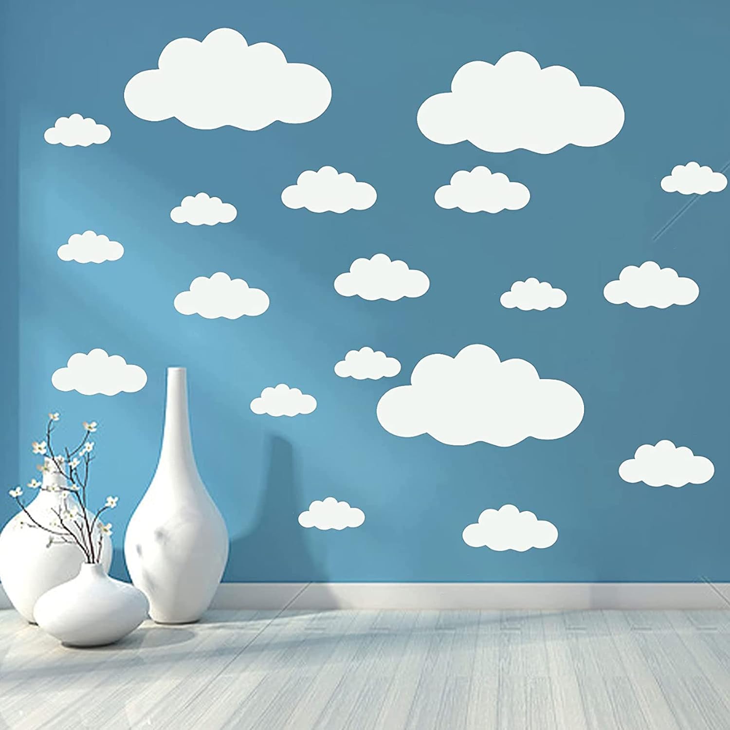 Big Clouds Wall Decals Removable DIY Large Vinyl Sticker Self Adhesive Wallpaper for Living Room Nursery Children Baby Kids Boys Girls Bedroom Decor Home Art Mural Dec