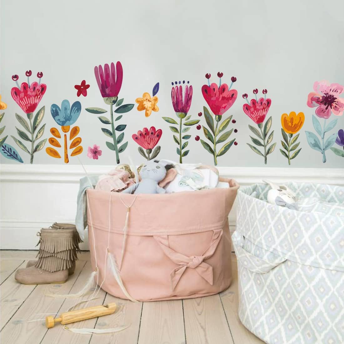 Flowers Wall Decals for Girls Bedroom - Children DIY Wall Art Stickers for Classroom, Nursery, playroom - Preschool Floral Peel and Stick Decor