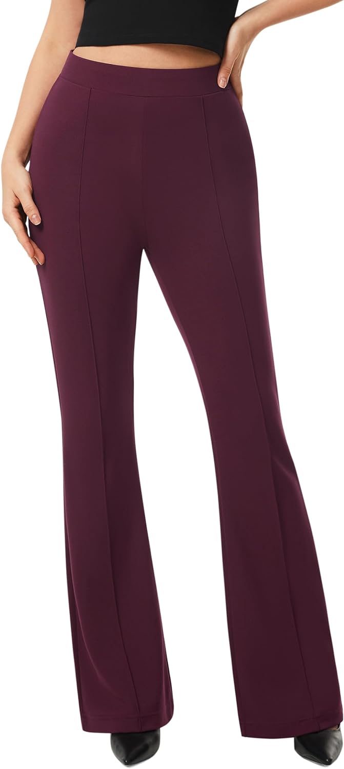 AFITNE Women' Dress Pants High Rise Flare Pants Pull On Stretchy Work Pants Business Office Casual Slacks with Pockets