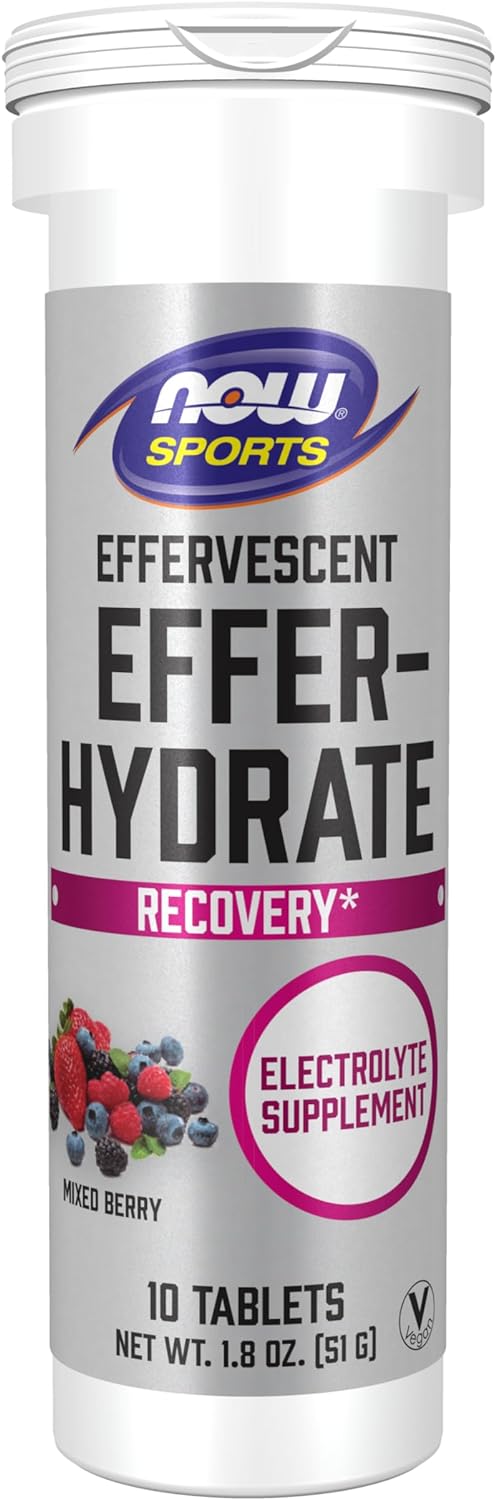 NOW Sports Nutrition, Effervescent Effer-Hydrate, Electrolyte Supplement, Recovery*, Mixed Berry, 10 Tablets