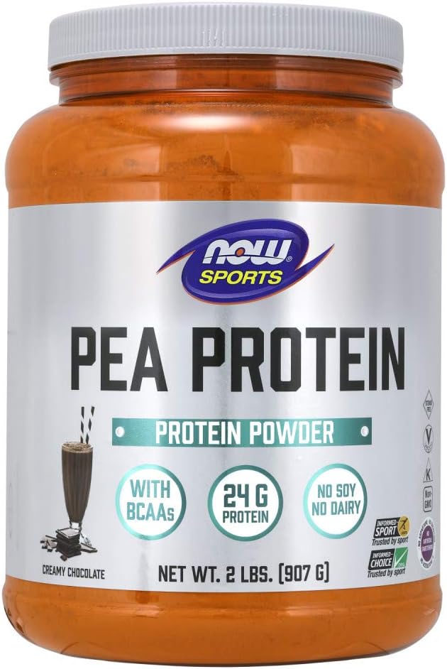 NOW Sports Nutrition, Pea Protein 24 g, Easily Digested, Creamy Chocolate Powder, 2-Pound