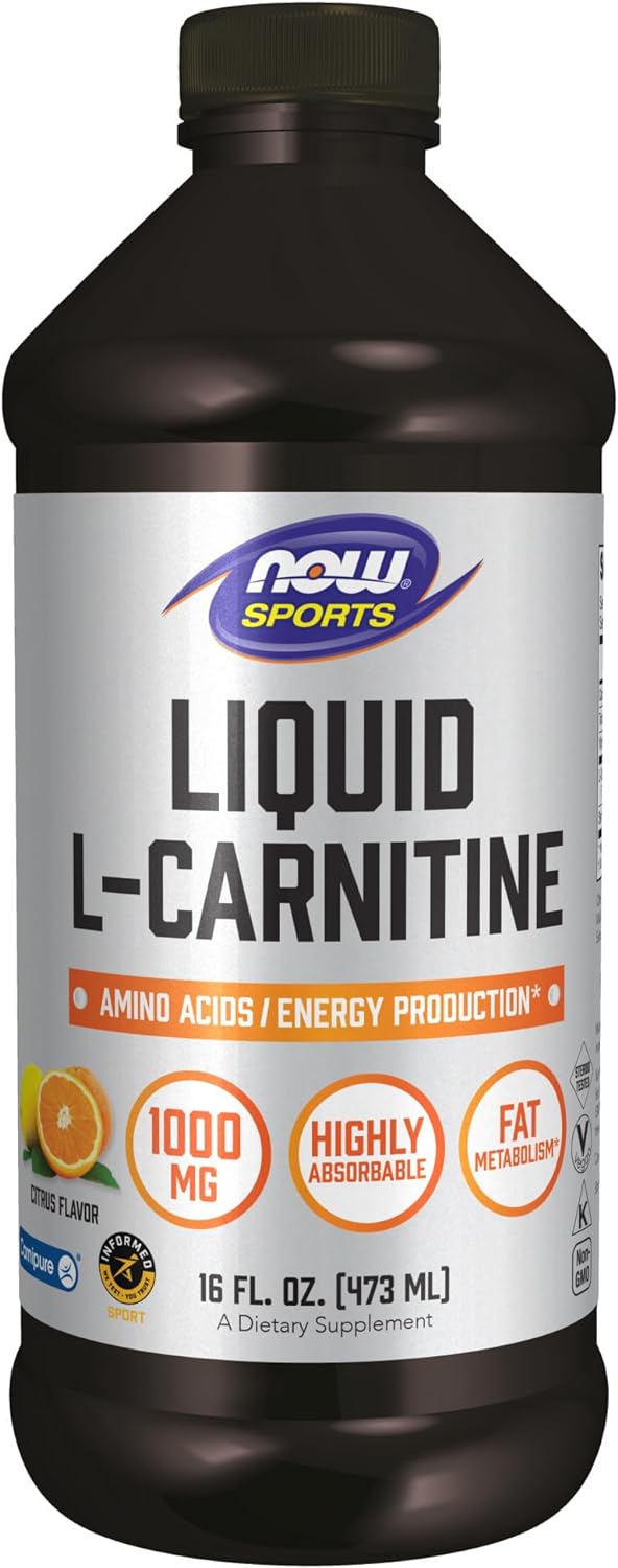 NOW Sports Nutrition, L-Carnitine Liquid 1000 mg, Highly Absorbable, Citrus, 16-Ounce