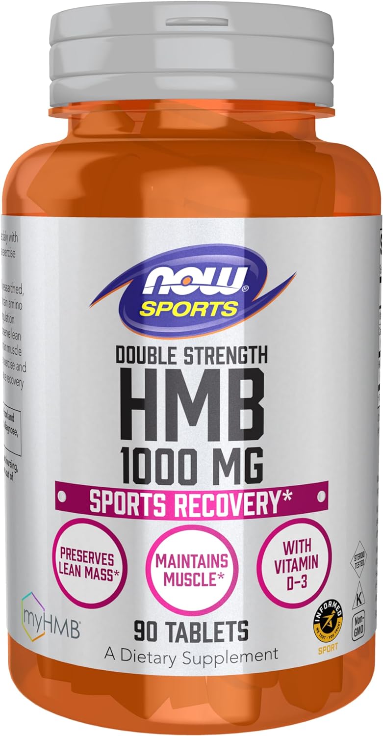 NOW Sports Nutrition, HMB (-Hydroxy -Methylbutyrate), Double Strength 1,000 mg, 90 Tablets