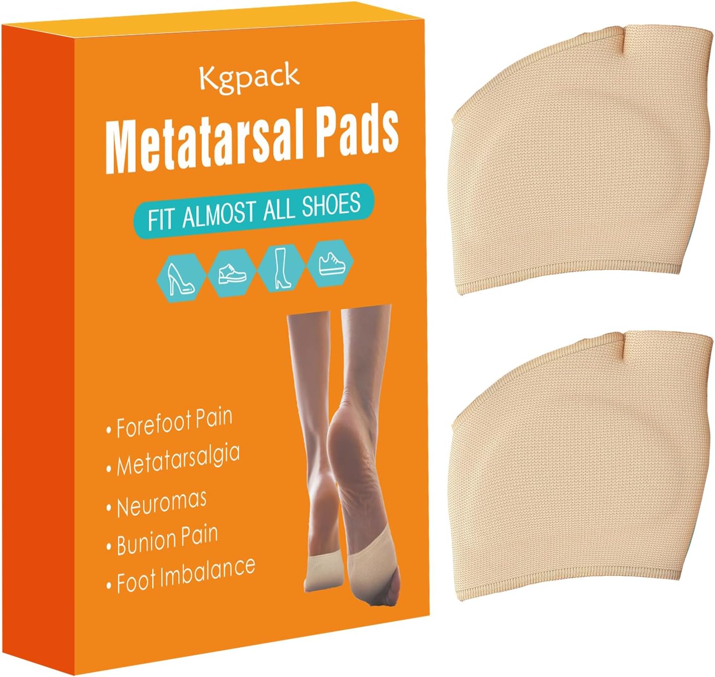 Metatarsal Pads for Women and Men,Ball of Foot Cushion,Foot Pads Heel Cushions for Shoes,Gel Sleeves Cushions Pad - Fabric Soft Socks for Supports Feet Pain Relief(2Pcs)