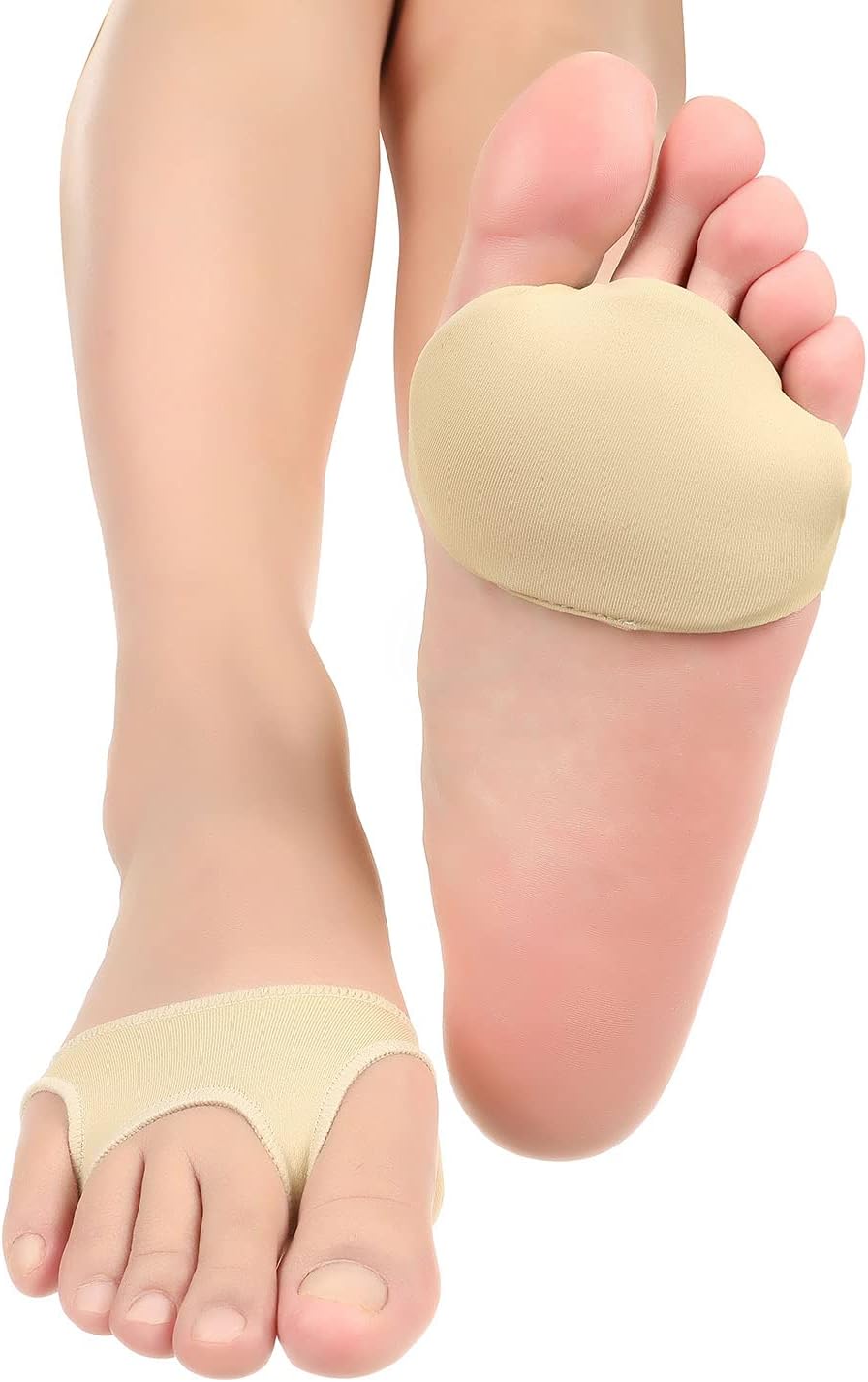 AUTPRO (2 Pairs) Anti Slip Metatarsal Pads Sleeves Ball of Foot Cushion for Women & Men, Metatarsalgia Pain Relief, Invisible Forefoot Cover Socks Relief Pain Blister Callus, Large Beige 3