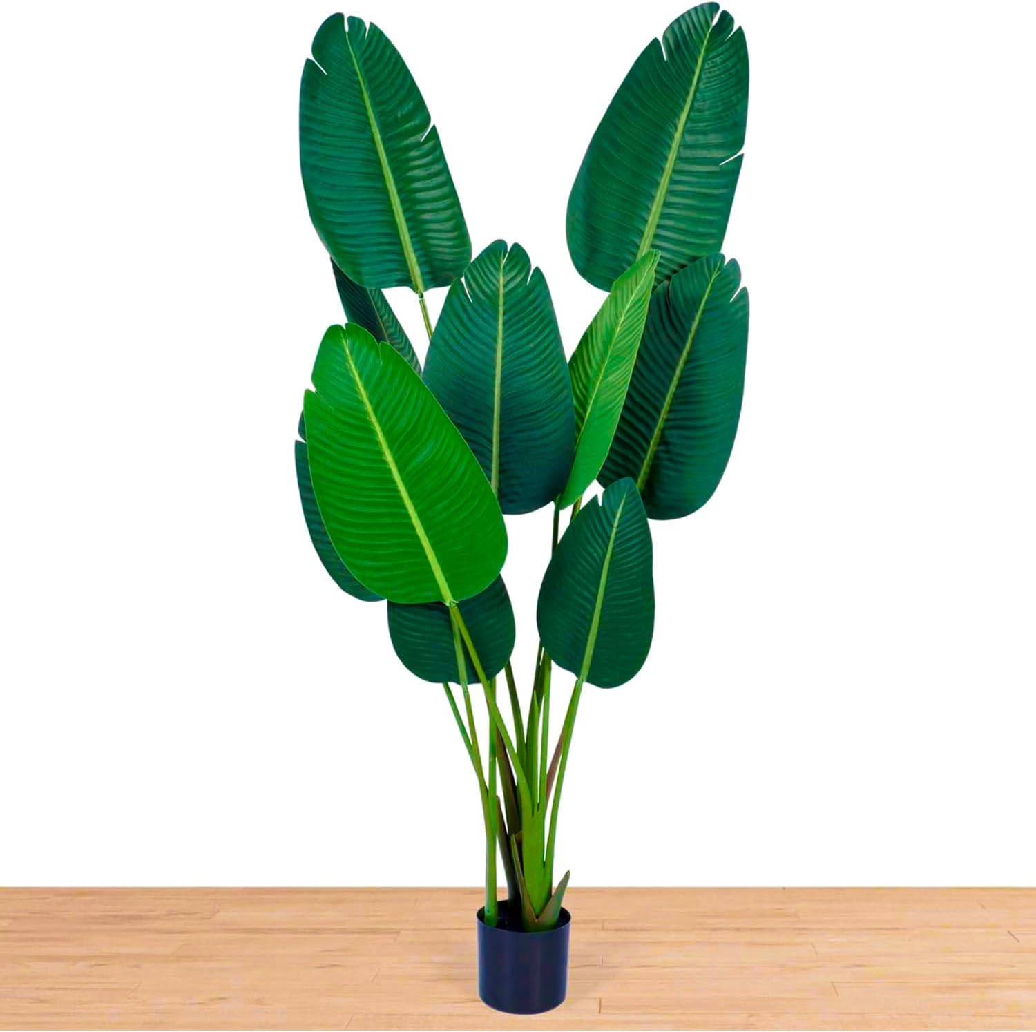 flybold Bird of Paradise Artificial Plant - Fake Tree Banana Leaf Faux Plants with 10 Realistic Green Leaves and Thick Durable Pot - Artificial Plants for Home Decor Indoor Outdoor - 5 Ft Tall Plant