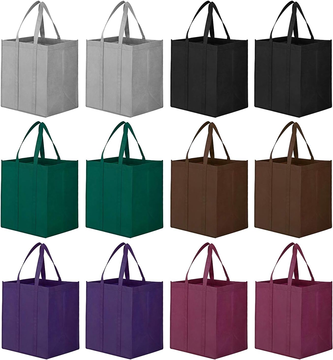 WISELIFE Reusable Grocery Bags 12 Pack, Large Foldable Shopping Bags Tote Bags,Eco-Friendly Produce Bags with Long Handle for Shopping Groceries Clothes (6 Assorted Colors)