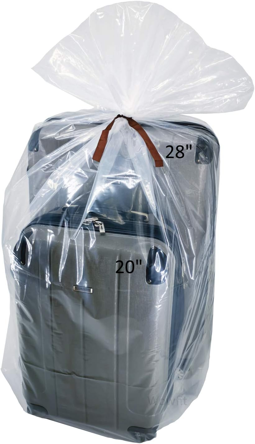 Wowfit 5 CT 40x60 inches Extra Large Clear Plastic Bags Perfect for Car Seat, Luggage, Suitcase, Stroller, Chair, Kids Bike and Attic Storage (2 Mil Flat Bags, Include 5 Ties)