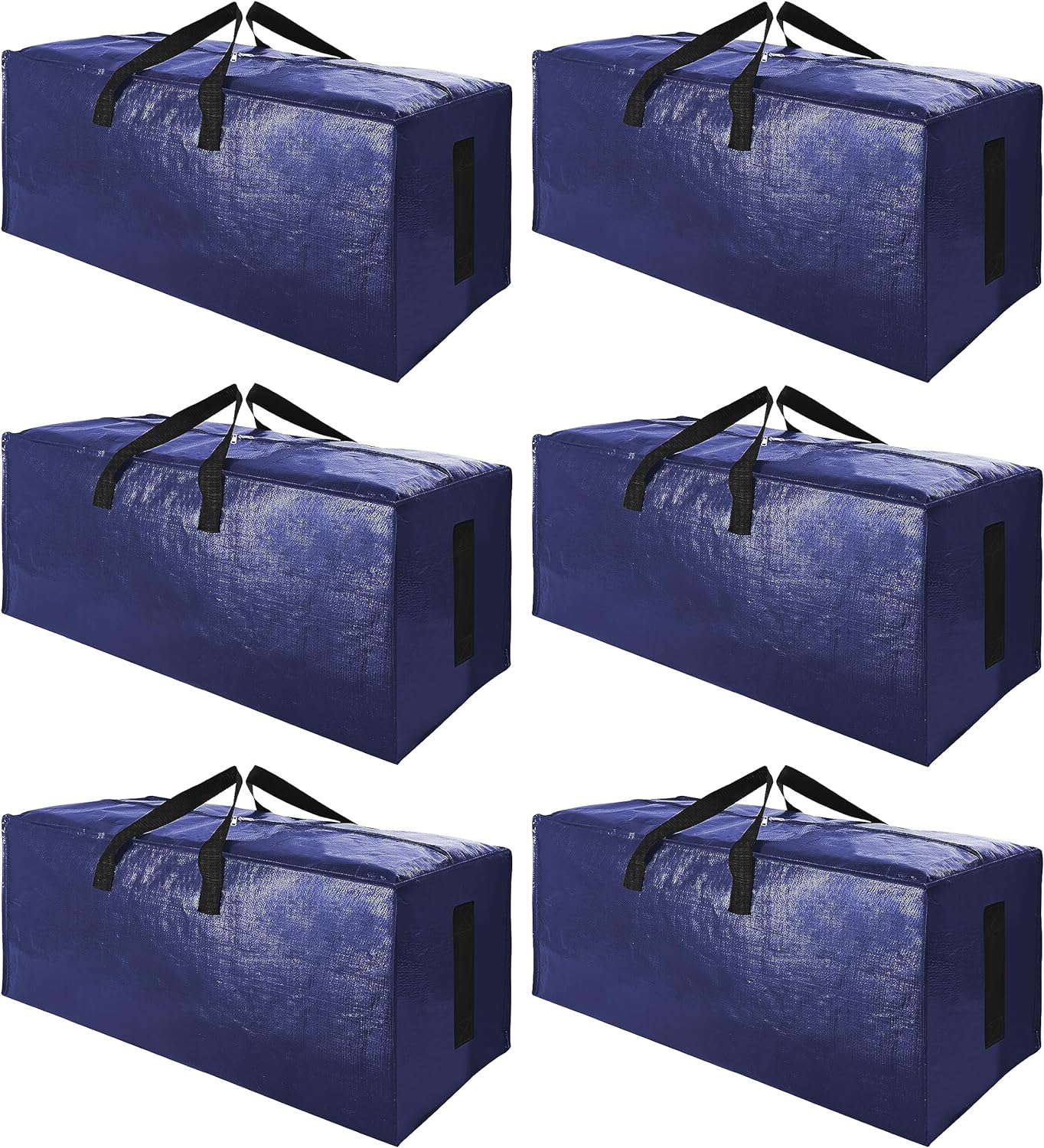 SWEET DOLPHIN 6 Pack Extra Large Moving Bags with Strong Zippers & Carrying Handles, Heavy Duty Storage Tote for Space Saving Moving Storage, Fold Flat, Alternative to Moving Box (Navy Blue)