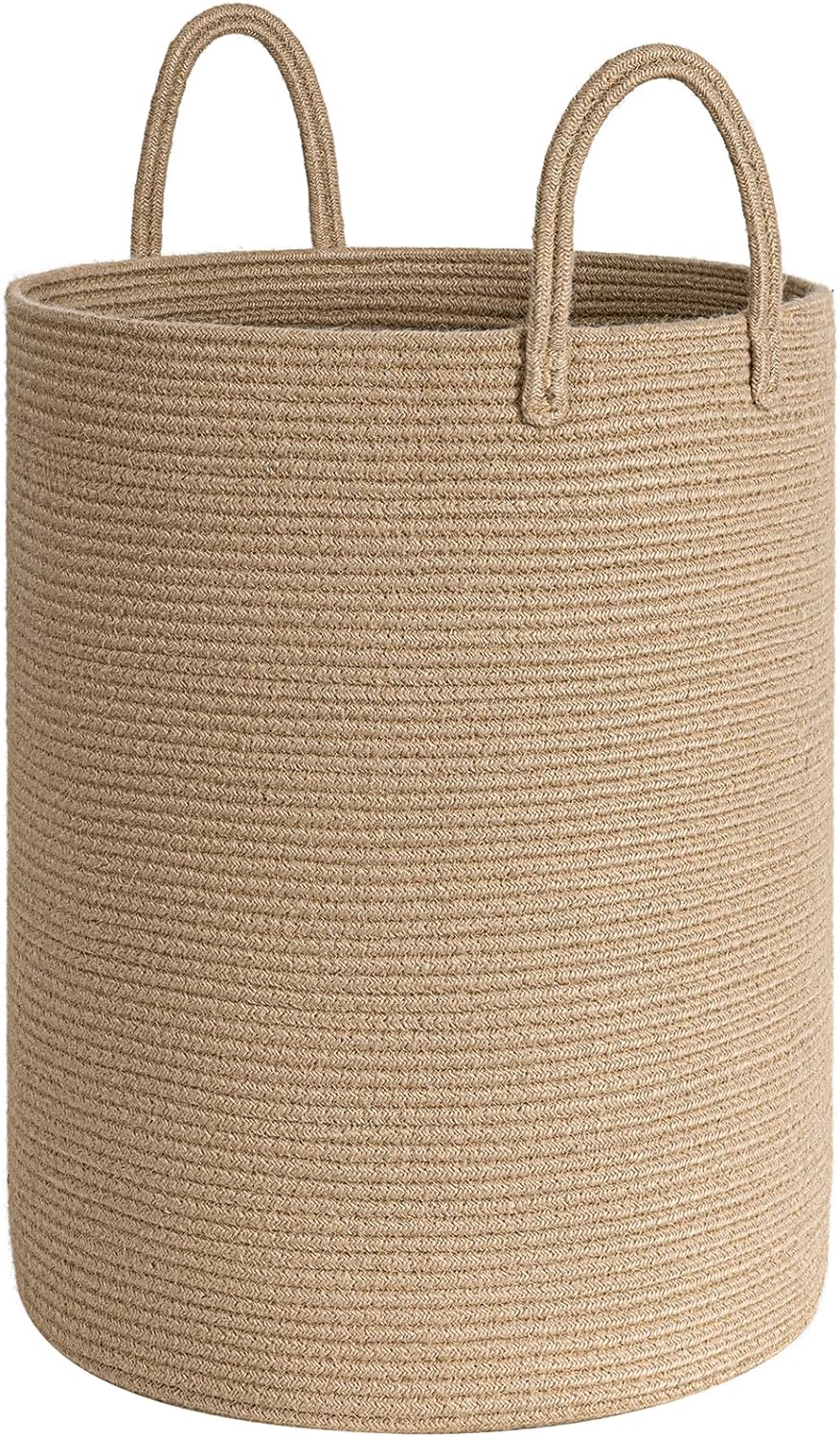 Goodpick Tall Woven Laundry Basket, 72L Wicker Hamper for Blanket, Clothes, Towel, Large Clothes Laundry Basket for Bedroom, Living Room, Tall Laundry Bin 16 x 22 Inches, Jute