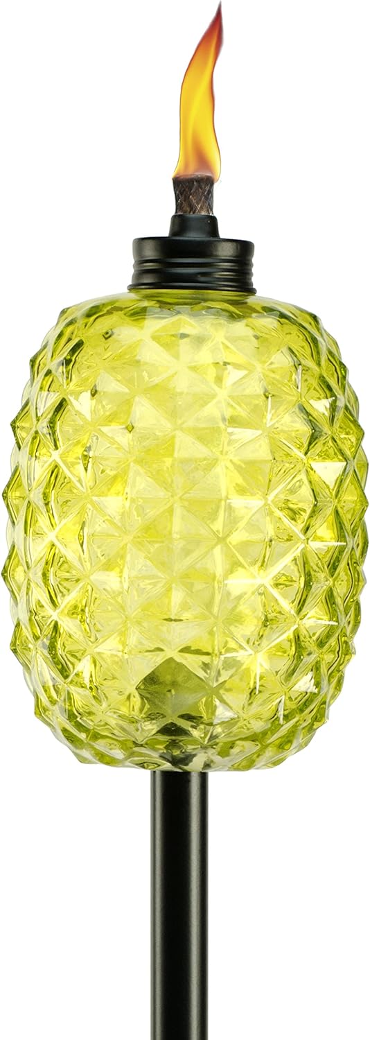 TIKI Green, 65 Brand Convertible Torch Glass Pineapple Outdoor Decorative Lighting for Lawn Patio Garden, 1117095