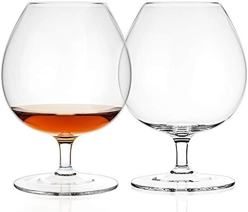 Luxbe - Brandy & Cognac Crystal Glasses Snifter, Set of 2 - Large Handcrafted - Crystal Glass - Bourbon - Wine - 25.5-ounce