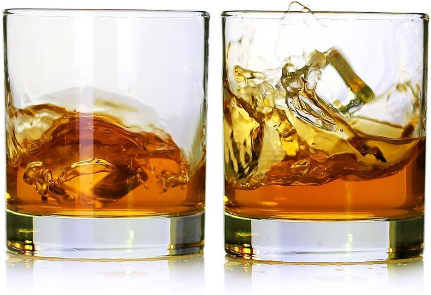 KGnB Whiskey Glasses,Set of 2,11 oz,Premium Scotch Glasses,Bourbon Glasses for Cocktails,Rock Style Old Fashioned Drinking Glassware,Perfect for Father' Day,Party,Bars,Gift, Restaurants and Home