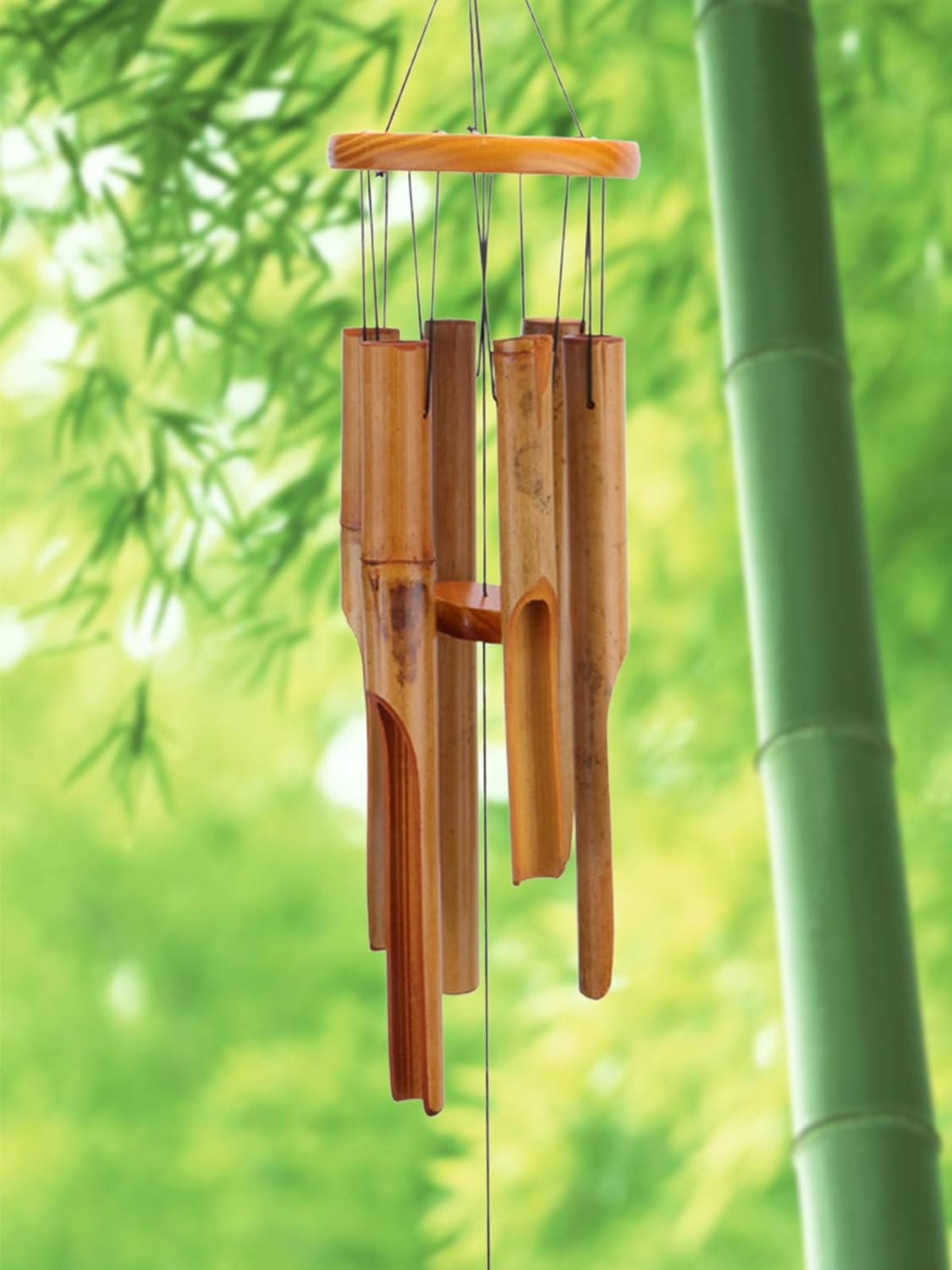 Afirst Wooden Wind Chimes Outdoor, Bamboo Wind Chimes with Amazing Deep Tone for Patio Garden Home Dcor, Natural Beautiful Sound